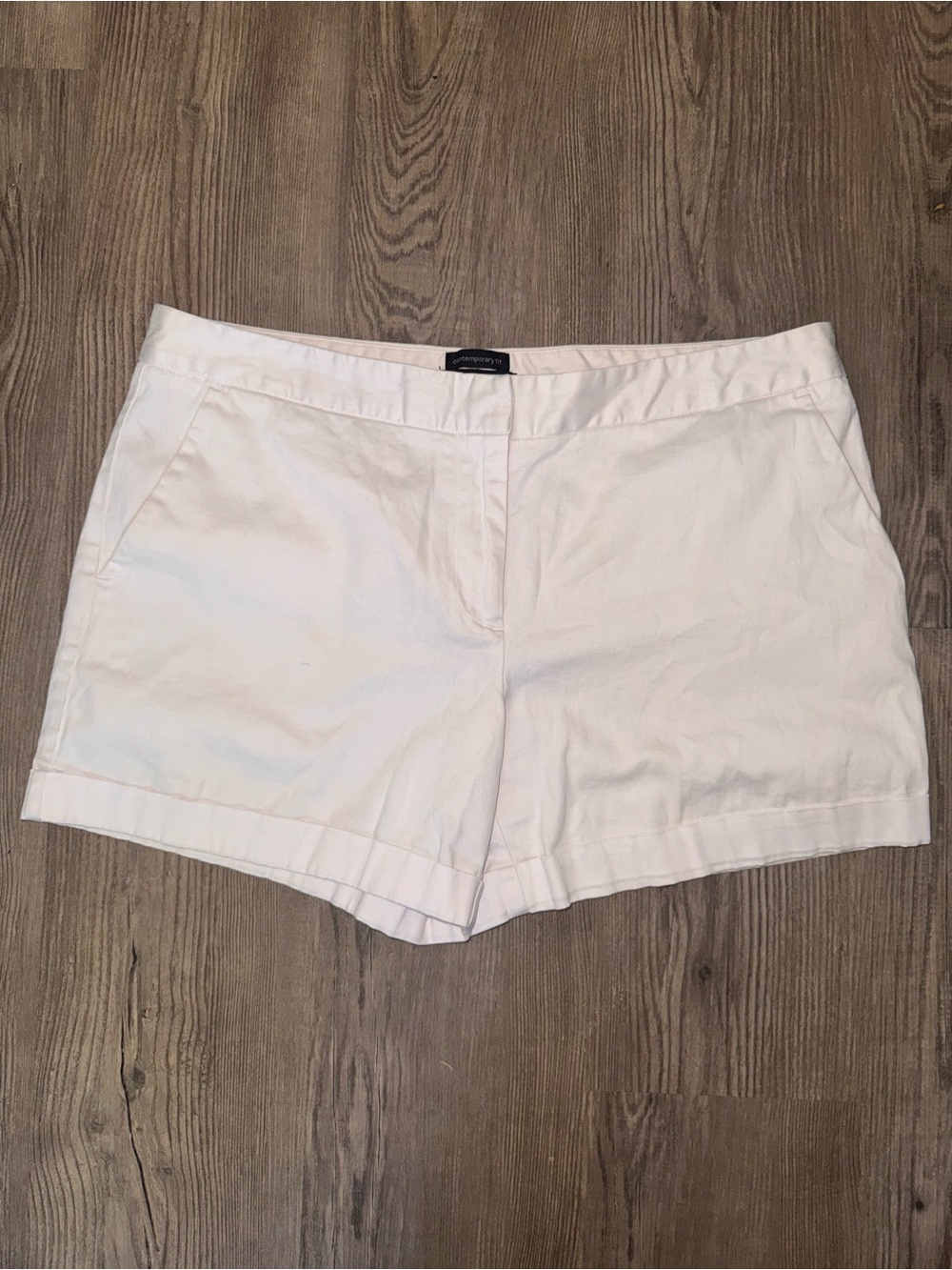 attention Woman Within White Cotton Blend Shorts Contemporary Fit
